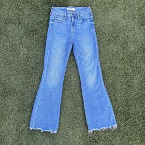 Hidden Jeans Women's 24x26 Flare Medium Wash Raw Hem Denim Blue Womens Size 25